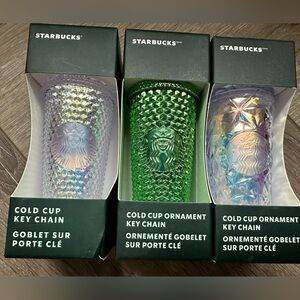 Starbucks Cold Cup Ornament Keychains - Set of three